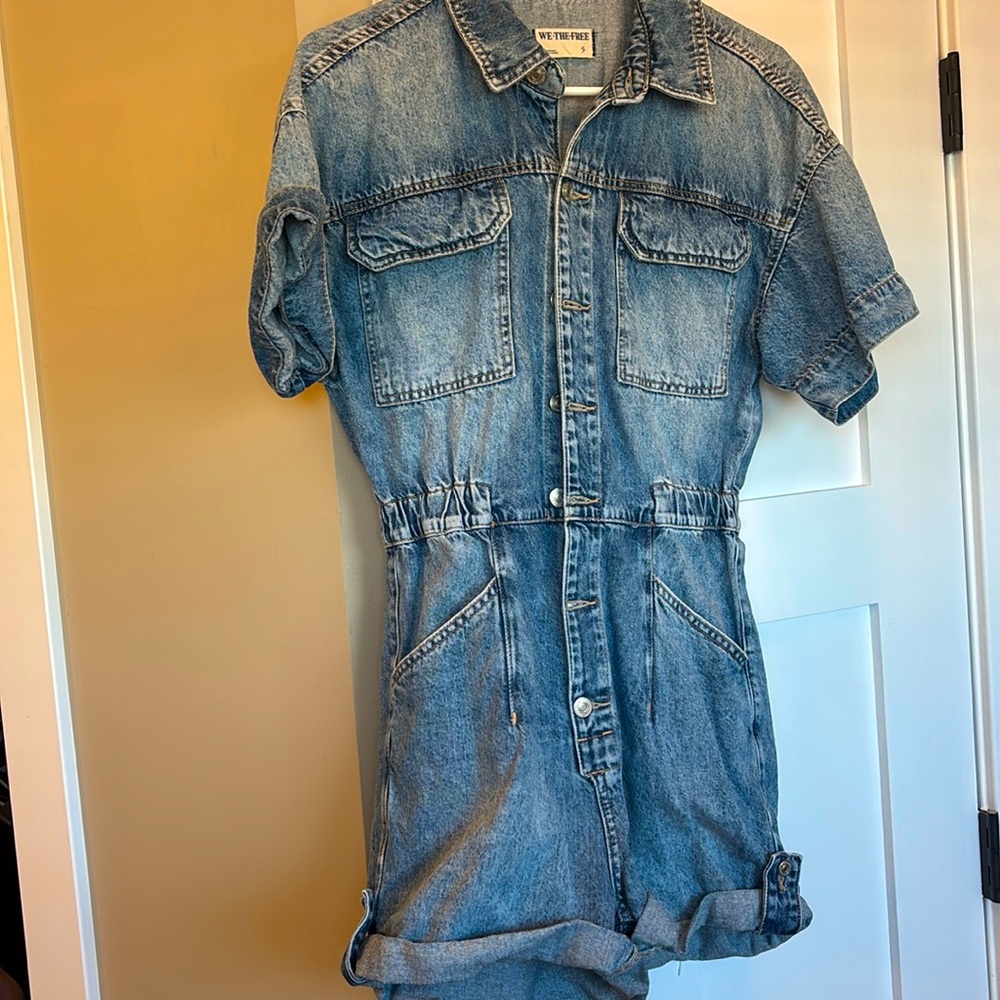 Free People Denim Jumpsuit